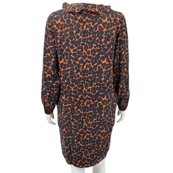 Whistles Dress Womens Small Smudge Animal Frill Sack Leopard Tan Black Mob Wife - Picture 5 of 9